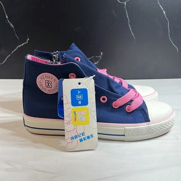 Ten Ben Girl’s High Top Sneakers Blue/Pink sz 3.5 - Picture 4 of 8